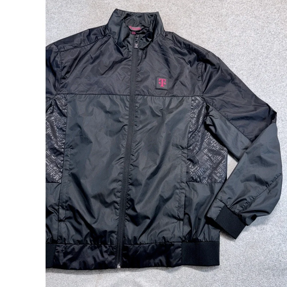 T-Mobile Employee Uniform Mens M Black Full Zip Windbreaker Jacket Logo Techwear